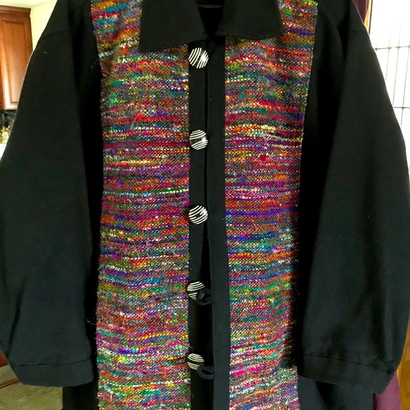 VENUS Rare Hand Made Coat/Jacket Colorful Woven Silk Art Gallery Item Perfect L - Picture 1 of 9